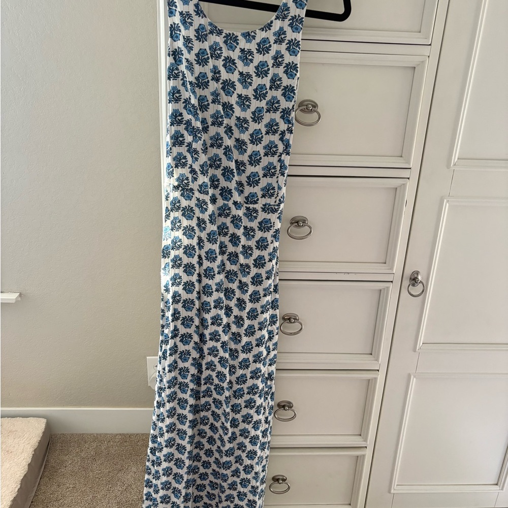Lulu's White and Blue Floral Dress